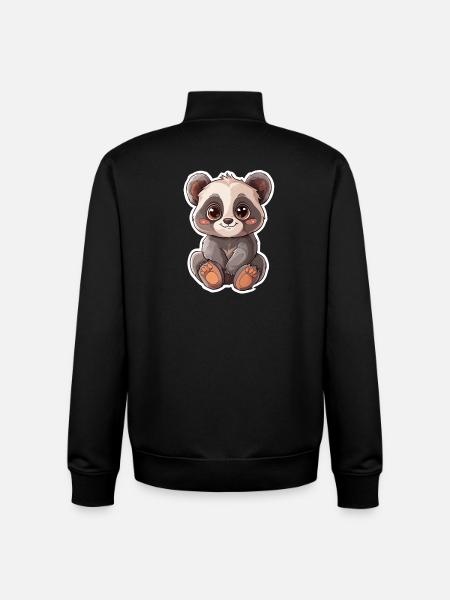 Ours panda mignon - Sweat zippé unisexe en coton bio Stanley/Stella - noir