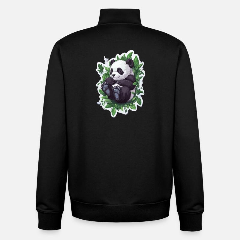 Ours panda mignon - Sweat zippé unisexe en coton bio Stanley/Stella - noir