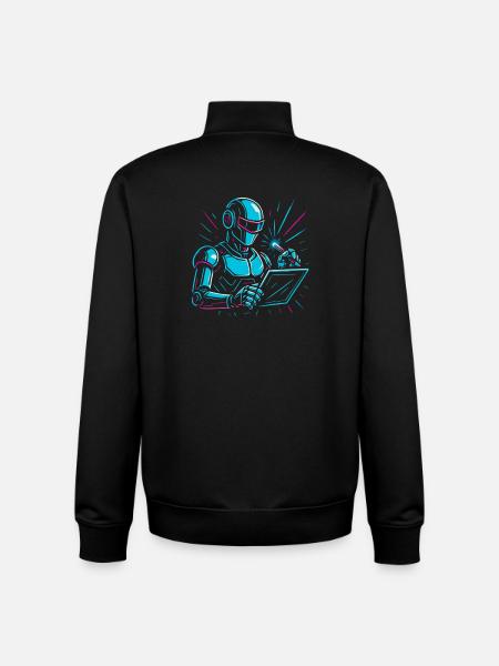Roboter mit Laptop & Stift - Unisex Organic Zip Sweatshirt von Stanley/Stella - Schwarz