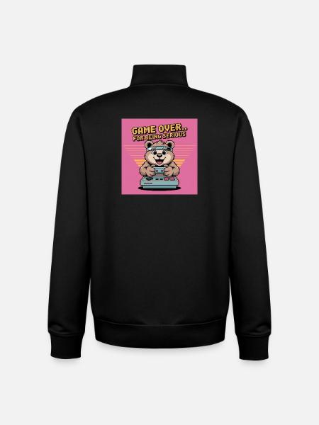 Teddy Bear Gierczak Funny Retro Theme - Unisex Organic Zip Sweatshirt by Stanley/Stella - black