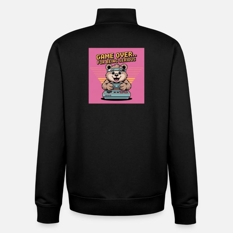 Teddy Bear Gierczak Funny Retro Theme - Unisex Organic Zip Sweatshirt by Stanley/Stella - black