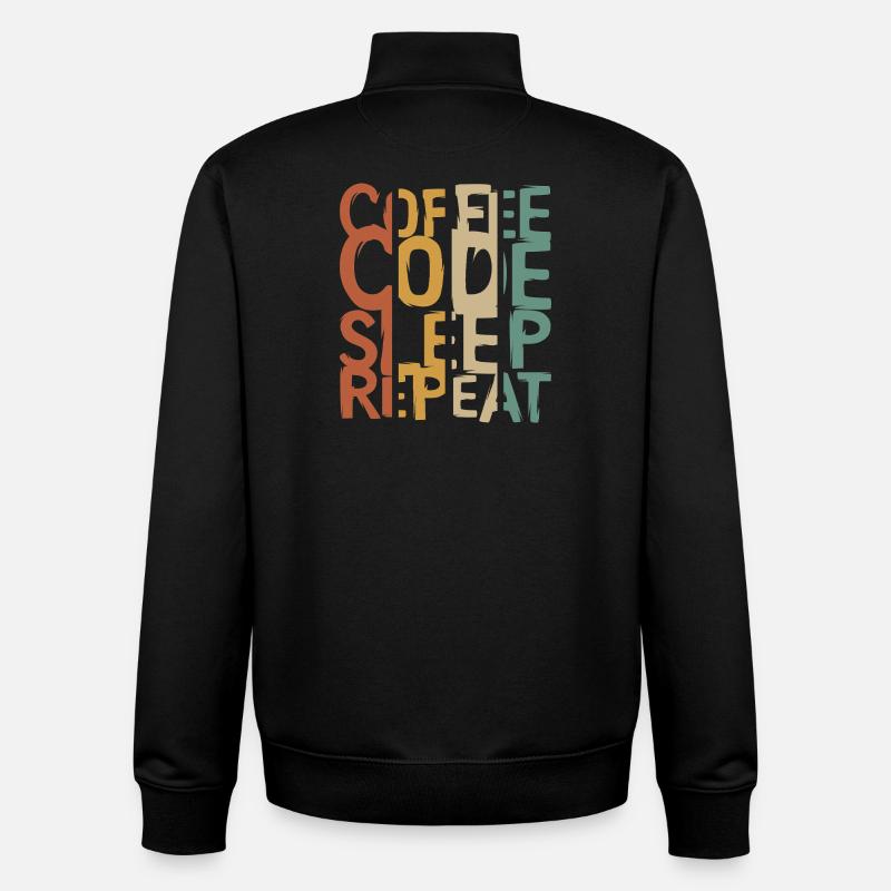 Coffee Code Sleep Repeat – Entwickler Design - Unisex Organic Zip Sweatshirt von Stanley/Stella - Schwarz