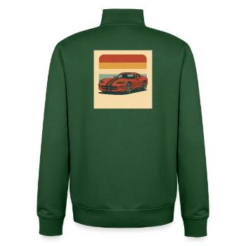 Vintage Sportwagen mit Retro Hintergrund - Unisex Organic Zip Sweatshirt von Stanley/Stella - Flaschengrün - Hinten - AI Model Male 185 dark (185cm)
