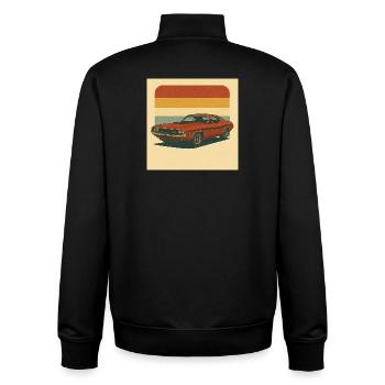 Conception rétro de muscle car sur fond vintage - Sweat zippé unisexe en coton bio Stanley/Stella - noir - Dos - AI Model Male 185 light (185cm)