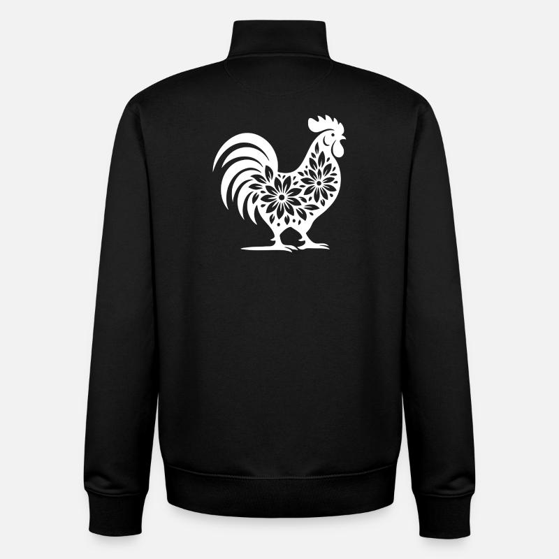 Blumen Folk Hahn Design - Unisex Organic Zip Sweatshirt von Stanley/Stella - Schwarz