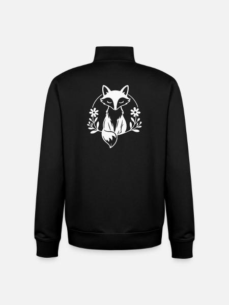 Whimsical Fox Floral Embrace - Unisex Organic Zip Sweatshirt by Stanley/Stella - black