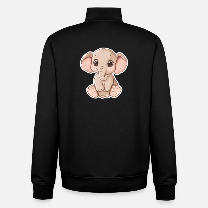 Éléphant - Sweat zippé unisexe en coton bio Stanley/Stella - noir