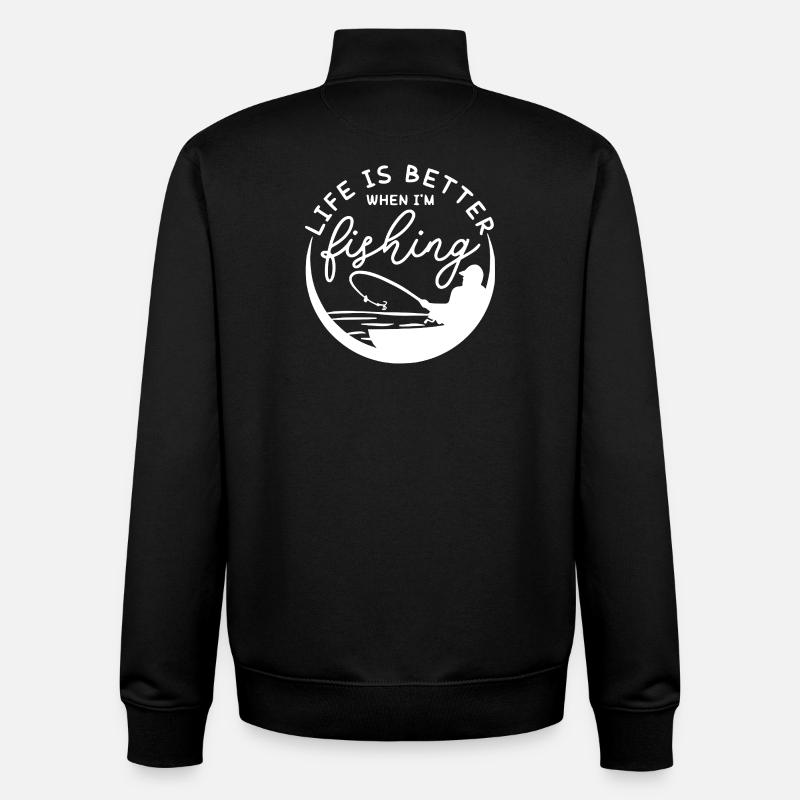 Fishing Life Is Better Design - Unisex Organic Zip Sweatshirt by Stanley/Stella - black