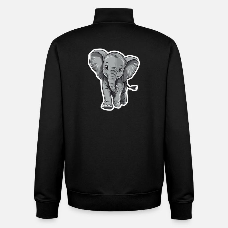 Éléphant - Sweat zippé unisexe en coton bio Stanley/Stella - noir