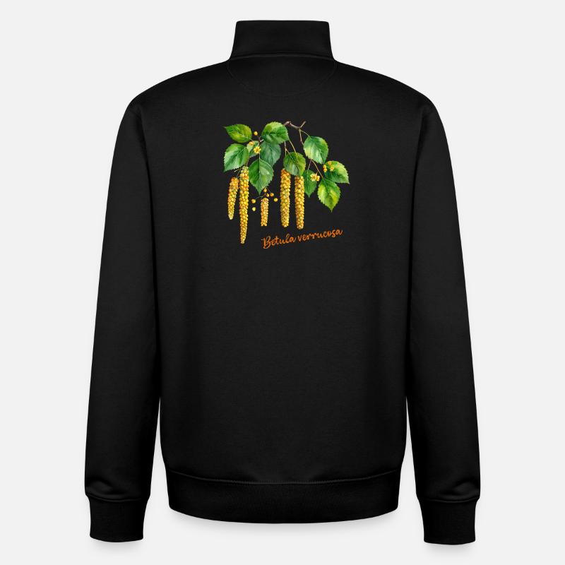 Betula verrucosa – illustration à l’aquarelle - Sweat zippé unisexe en coton bio Stanley/Stella - noir