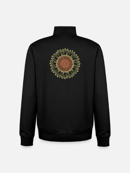 Conception complexe de mandala tournesol - Sweat zippé unisexe en coton bio Stanley/Stella - noir