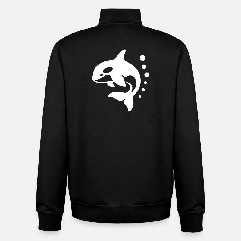 Minimalistisches Delfin-Silhouetten-Design - Unisex Organic Zip Sweatshirt von Stanley/Stella - Schwarz