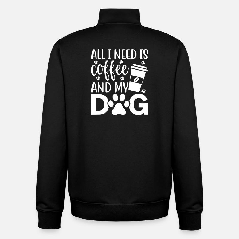 Café et chien Love Design - Sweat zippé unisexe en coton bio Stanley/Stella - noir