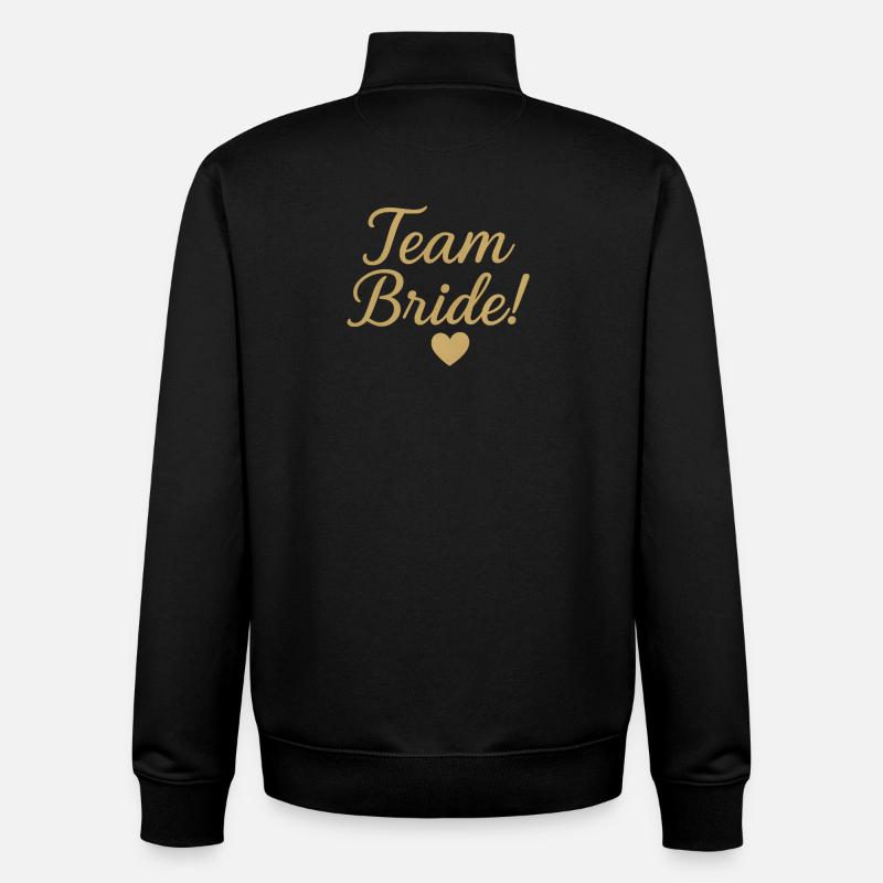 Team Bride Gold Script Design. Wedding - Unisex Organic Zip Sweatshirt by Stanley/Stella - black