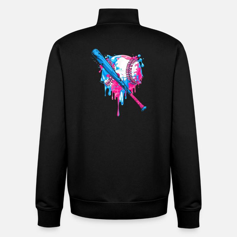 Lebendiges Baseball-Herz-Splash-Design - Unisex Organic Zip Sweatshirt von Stanley/Stella - Schwarz