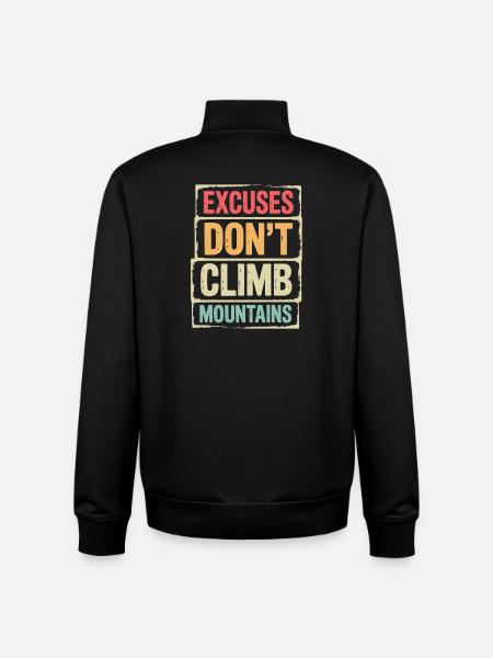 Mountains - Excuses Don't Climb Mountains - Unisex Organic Zip Sweatshirt by Stanley/Stella - black