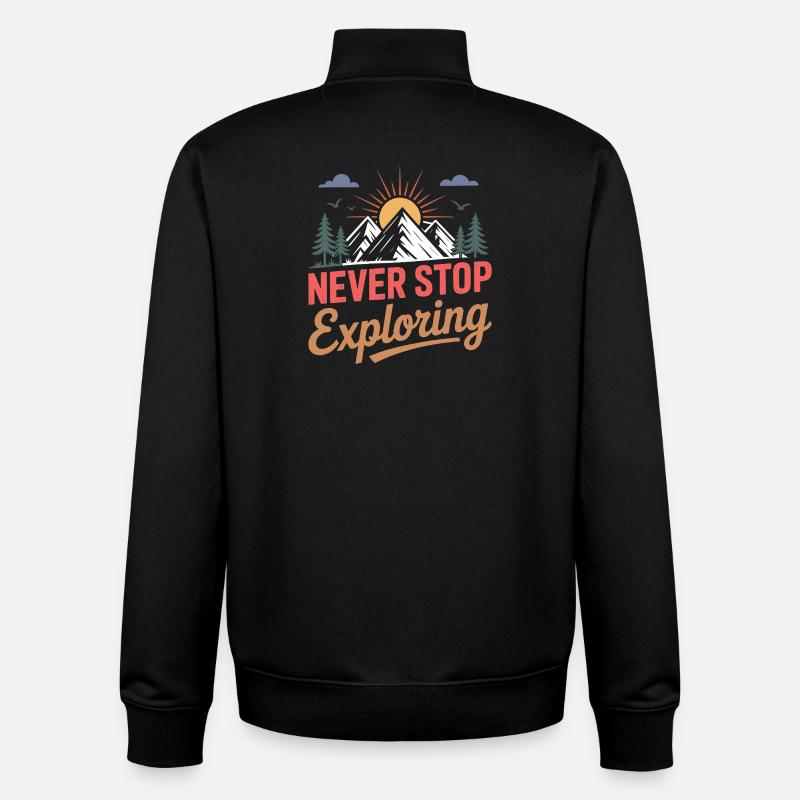 Mountains - Never Stop Exploring - Unisex Organic Zip Sweatshirt by Stanley/Stella - black