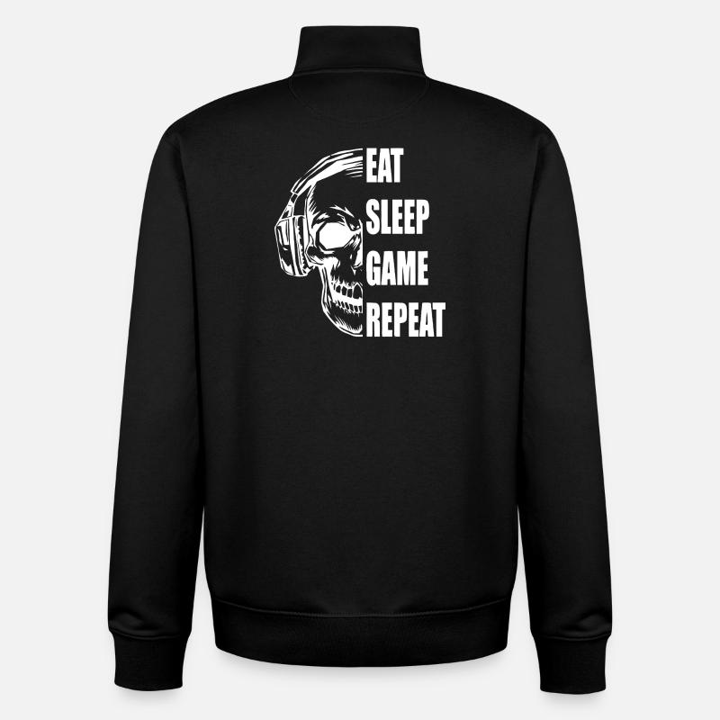 Crâne avec casque Citation de jeu - Sweat zippé unisexe en coton bio Stanley/Stella - noir