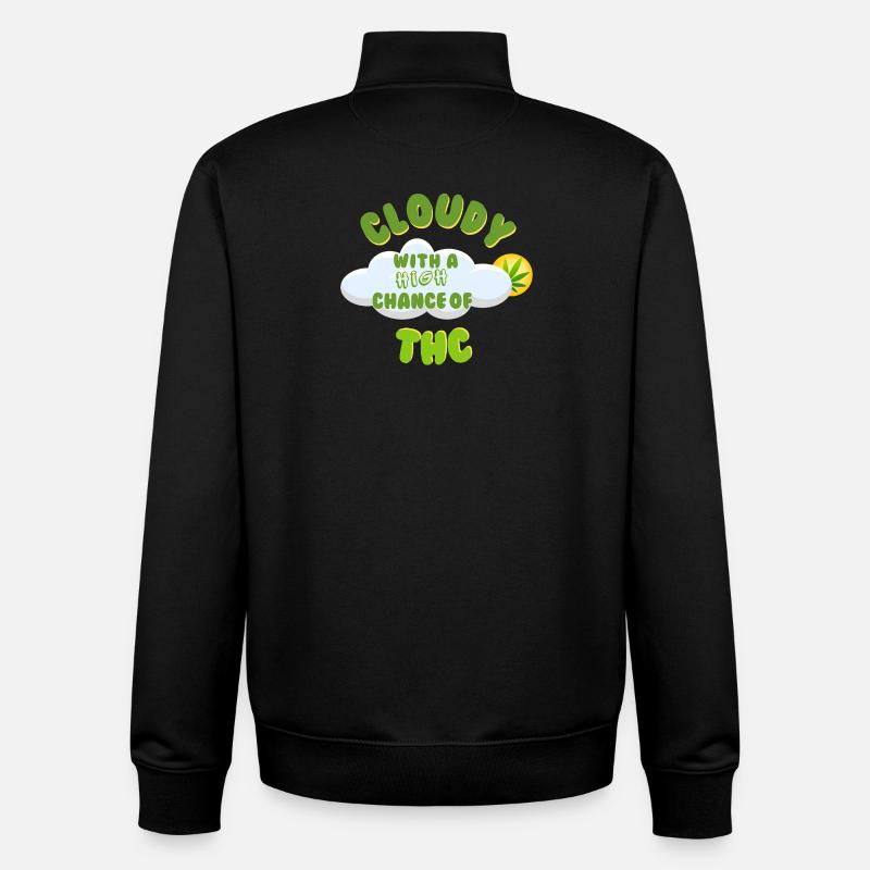 Cloudy THC Celebration Design - Unisex Organic Zip Sweatshirt by Stanley/Stella - black