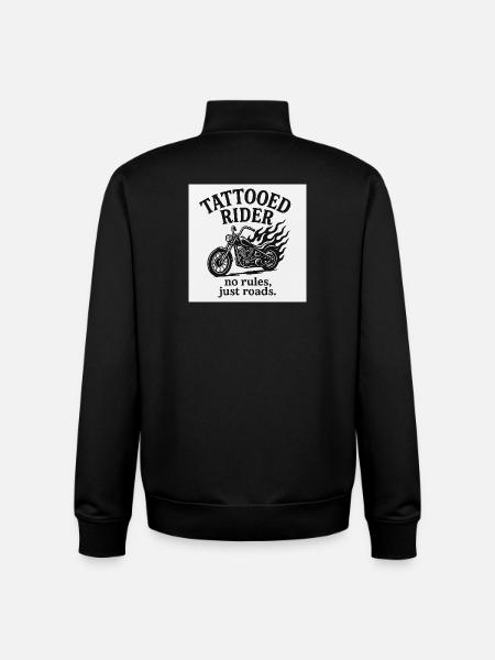 Tattooed Rider Motorcycle Design - Unisex Organic Zip Sweatshirt by Stanley/Stella - black