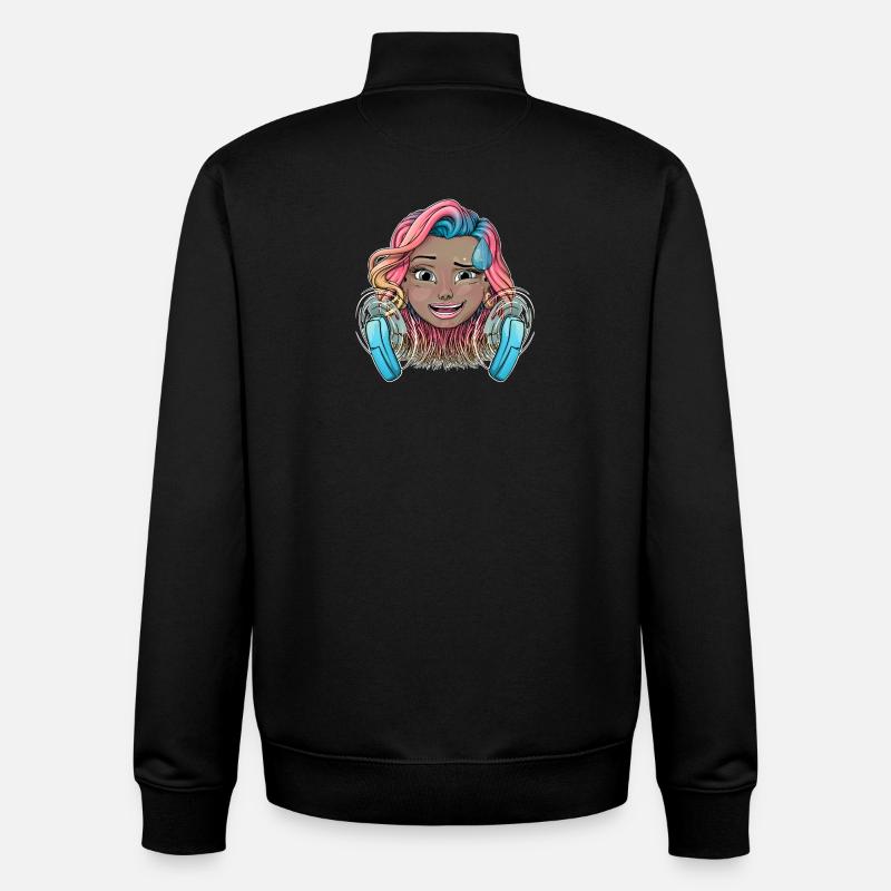 Buntes warmes Mädchen mit Fächern - Unisex Organic Zip Sweatshirt von Stanley/Stella - Schwarz