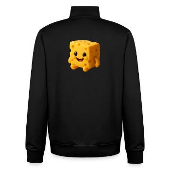 Cheese character with a friendly face - Unisex Organic Zip Sweatshirt by Stanley/Stella - black - Back - AI Model Male 185 light (185cm)