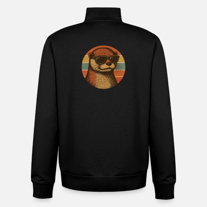 Loutre cool avec lunettes de soleil design rétro - Sweat zippé unisexe en coton bio Stanley/Stella - noir