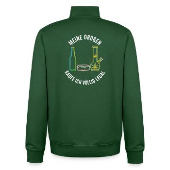 My drugs – completely legal! - Unisex Organic Zip Sweatshirt by Stanley/Stella - bottle green - Back - AI Model Male 185 dark (185cm)