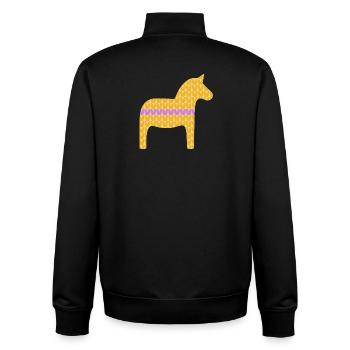 Dala Horse Knitting Pattern Horses Scandinavian Decoration - Unisex Organic Zip Sweatshirt by Stanley/Stella - black - Back - AI Model Male 185 light (185cm)