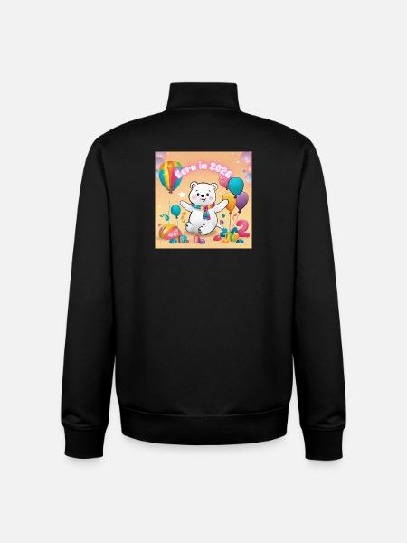 Birthday Bear with Balloons 2026 - Unisex Organic Zip Sweatshirt by Stanley/Stella - black