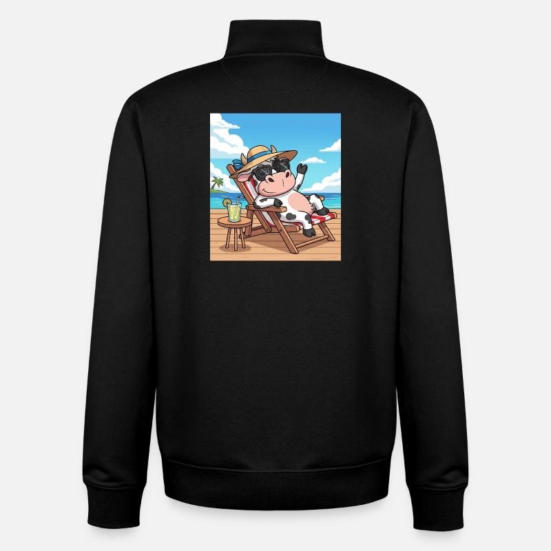 vache cool - Sweat zippé unisexe en coton bio Stanley/Stella - noir