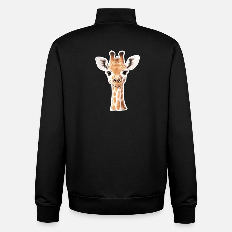 Girafe - Sweat zippé unisexe en coton bio Stanley/Stella - noir