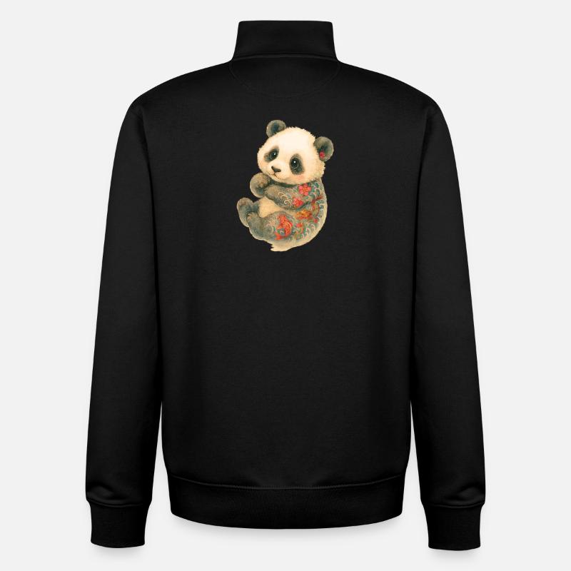 Yakuza Panda – Calm Inked Cub - Unisex Organic Zip Sweatshirt by Stanley/Stella - black