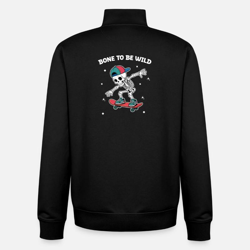 Skull Skeleton Skateboard Abenteuer - Unisex Organic Zip Sweatshirt von Stanley/Stella - Schwarz