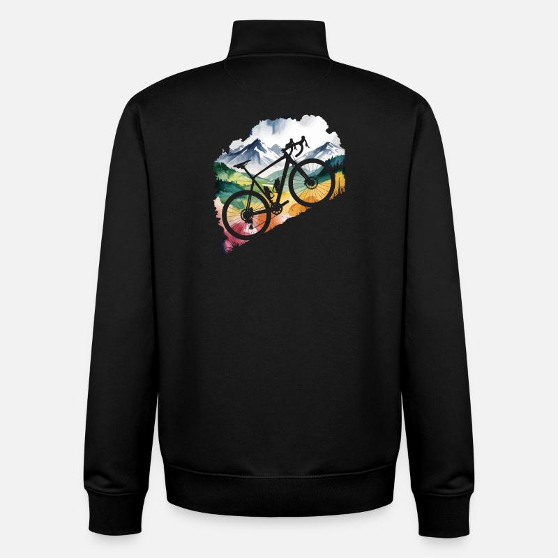 Scène d’aventure en VTT - Sweat zippé unisexe en coton bio Stanley/Stella - noir