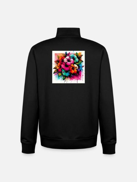 Hibiscus Flowers - Unisex Organic Zip Sweatshirt by Stanley/Stella - black