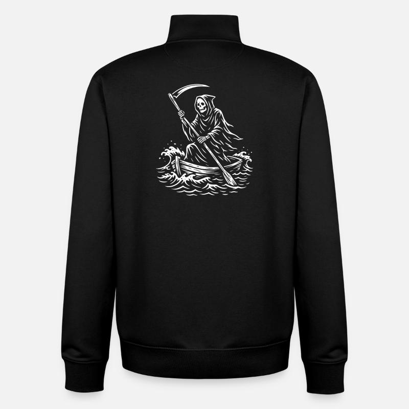 Makabres Sensenmann-Bootsdesign - Unisex Organic Zip Sweatshirt von Stanley/Stella - Schwarz
