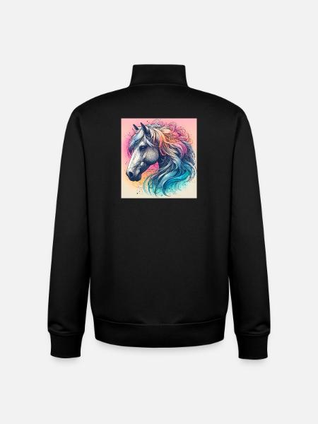 cheval - Sweat zippé unisexe en coton bio Stanley/Stella - noir