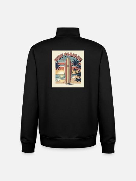 Surf Paradise Retro Design - Unisex Organic Zip Sweatshirt by Stanley/Stella - black