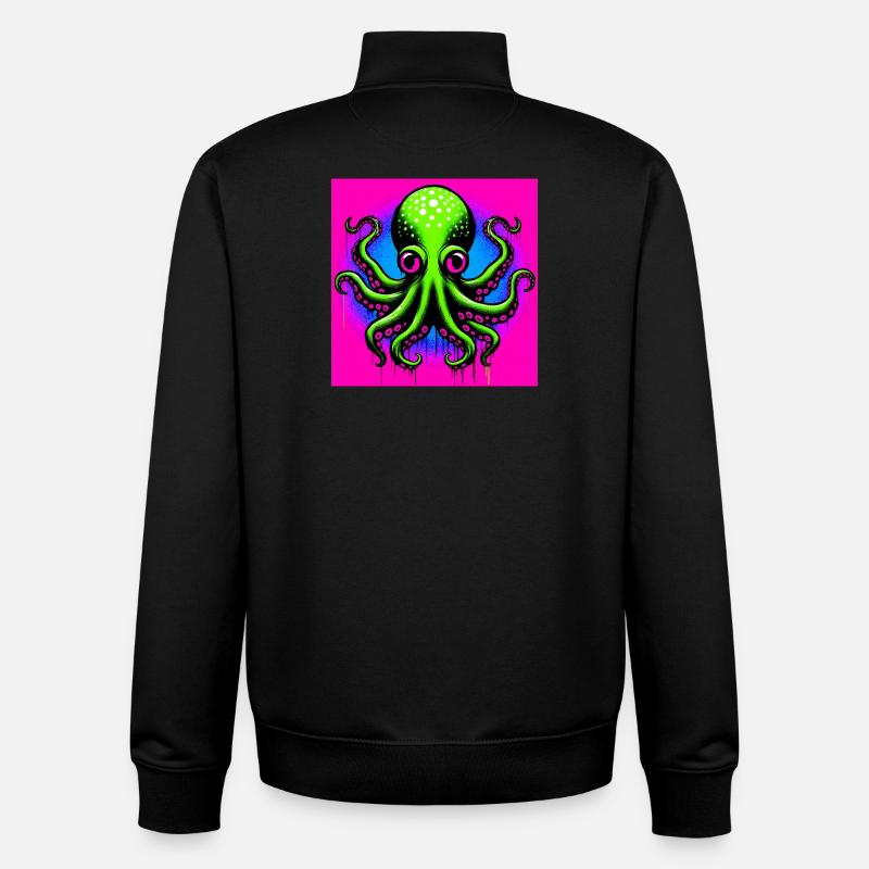 Pieuvre - Sweat zippé unisexe en coton bio Stanley/Stella - noir