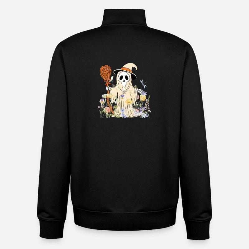 Skurriler Sensenmann mit blumigen Akzenten - Unisex Organic Zip Sweatshirt von Stanley/Stella - Schwarz