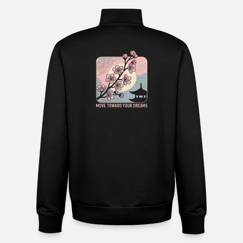 Rêve du Japon - Sweat zippé unisexe en coton bio Stanley/Stella - noir