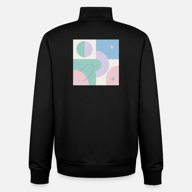 Design cosmos géométrique pastel - Sweat zippé unisexe en coton bio Stanley/Stella - noir