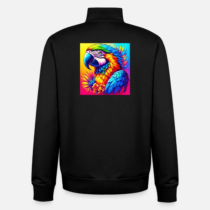 papegoja - Unisex sweatshirt med dragkedja i ekologisk bomull Stanley/Stella - svart