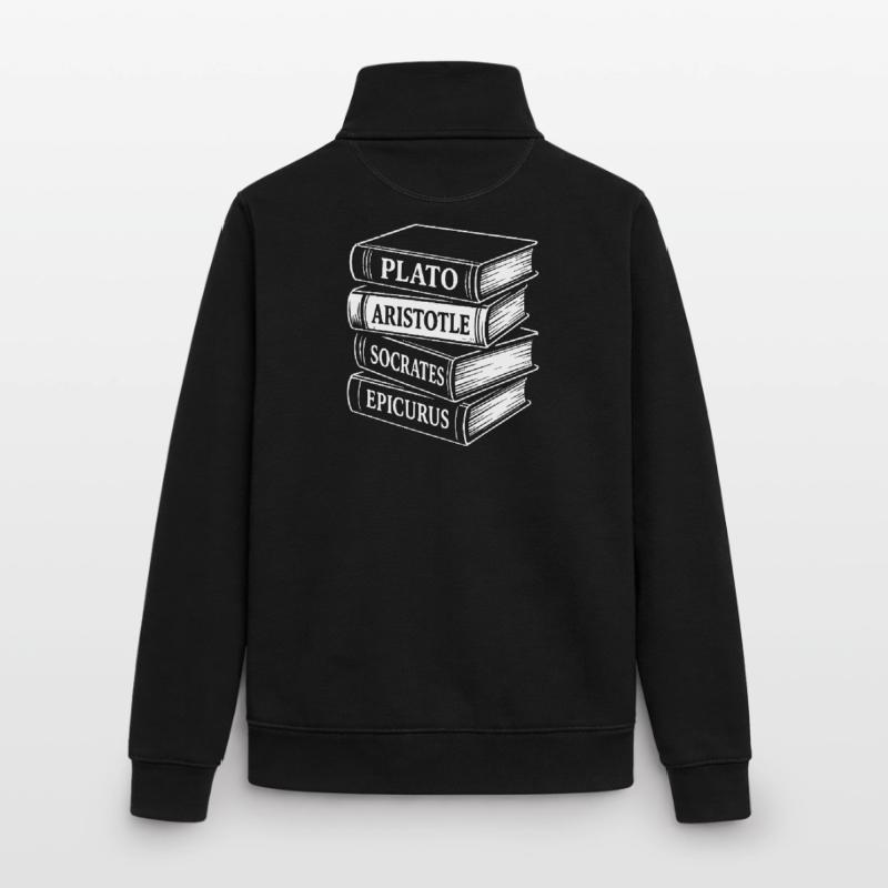 Classical Philosophers Book Stack Design Unisex Organic Zip Sweatshirt by Stanley/Stella