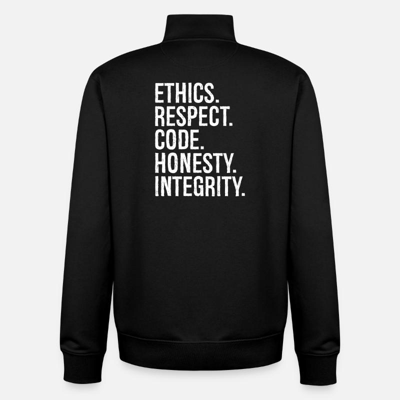 ethics respect code honesty integrity - Unisex Organic Zip Sweatshirt by Stanley/Stella - black