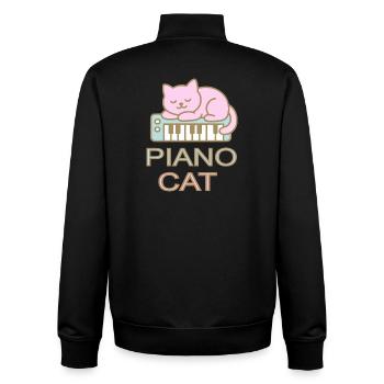 Lofi Cat Hoodie – Piano Cozy Streetwear Vibes - Unisex Organic Zip Sweatshirt von Stanley/Stella - Schwarz - Hinten - AI Model Male 185 light (185cm)