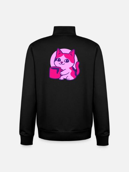Cute Coffee Cat - Unisex Organic Zip Sweatshirt von Stanley/Stella - Schwarz
