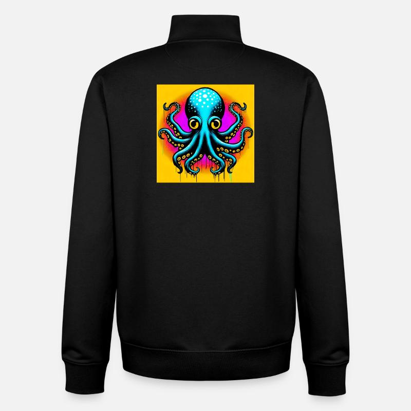Pieuvre - Sweat zippé unisexe en coton bio Stanley/Stella - noir