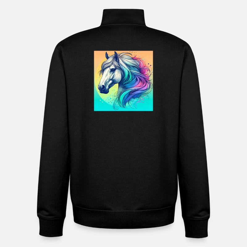 cheval - Sweat zippé unisexe en coton bio Stanley/Stella - noir